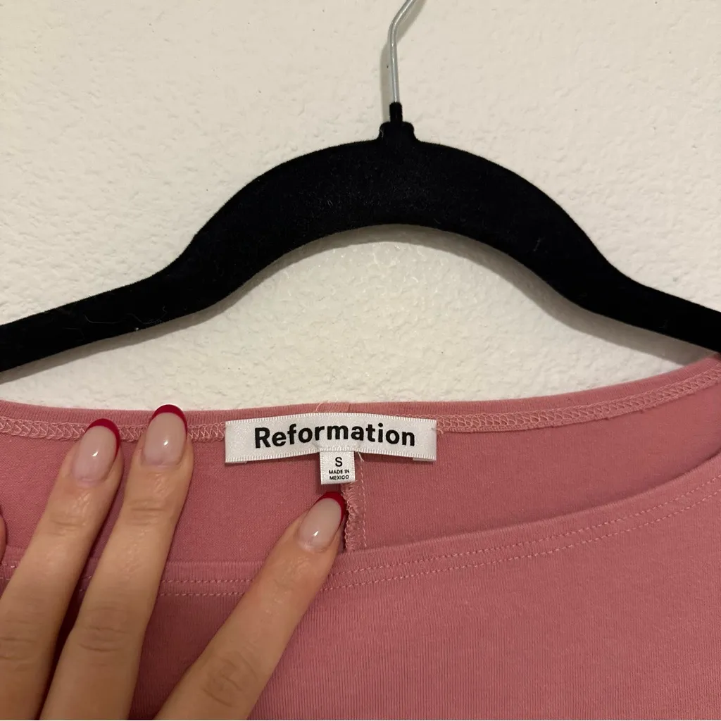 Reformation Nataly Cotton Dress Mini Style Bodycon Size Small Women’s Pink - Image 5