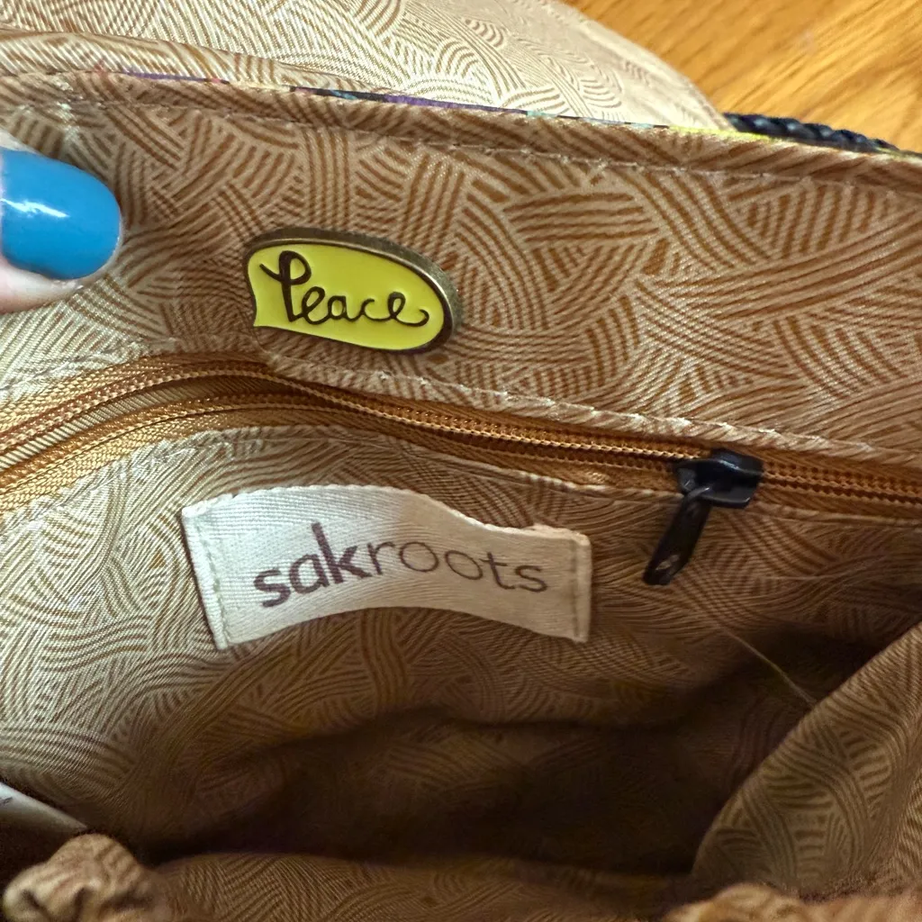 SAK ROOTS Multi Color Crossbody Peace Purse Bag Boho Hippie Aztec - Image 2