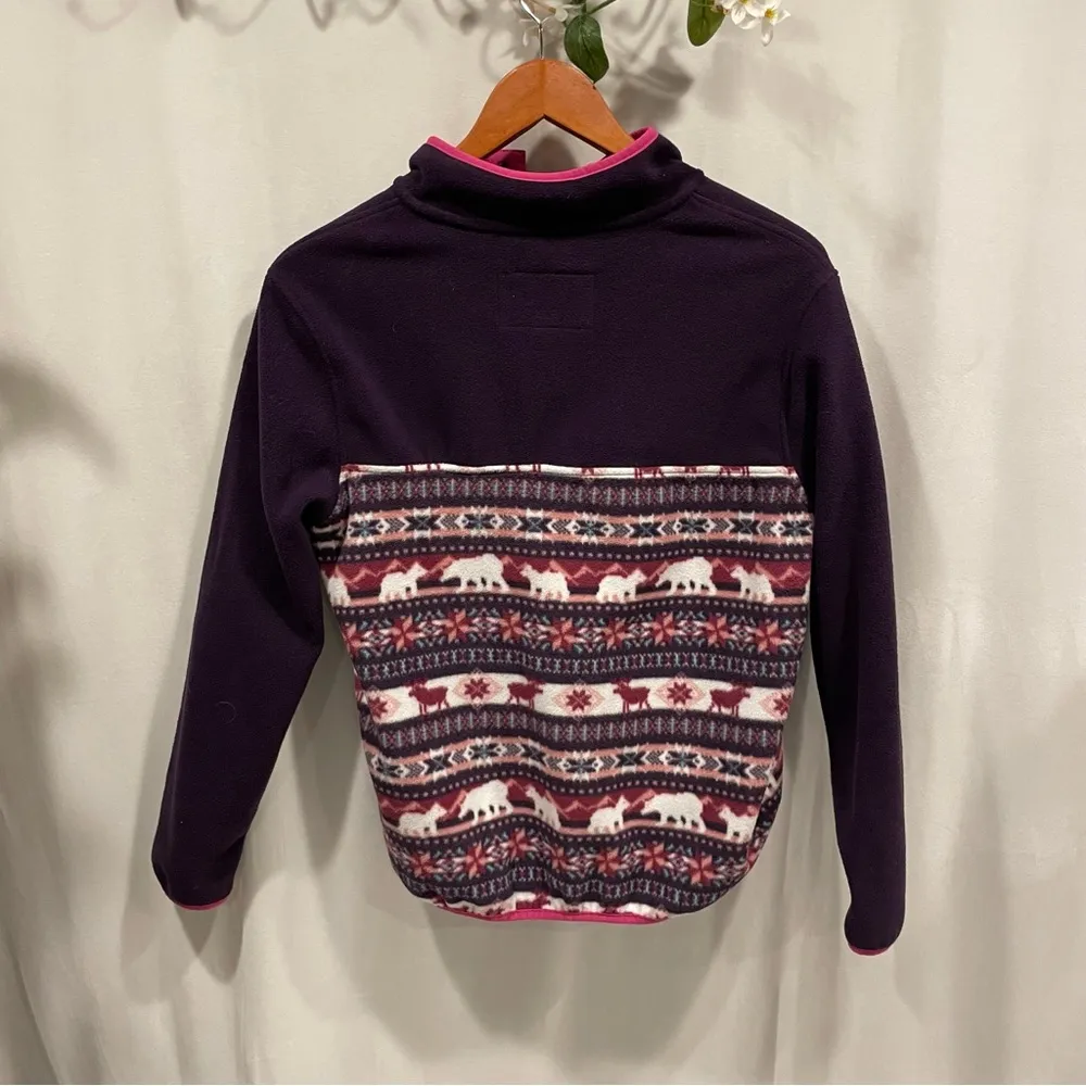 Lands End soft cozy pink purple 1/4 snap fleece pullover pockets Size undefined - Image 6