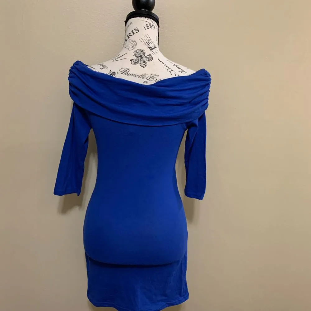 Blue Off The Shoulder Dress - Image 4