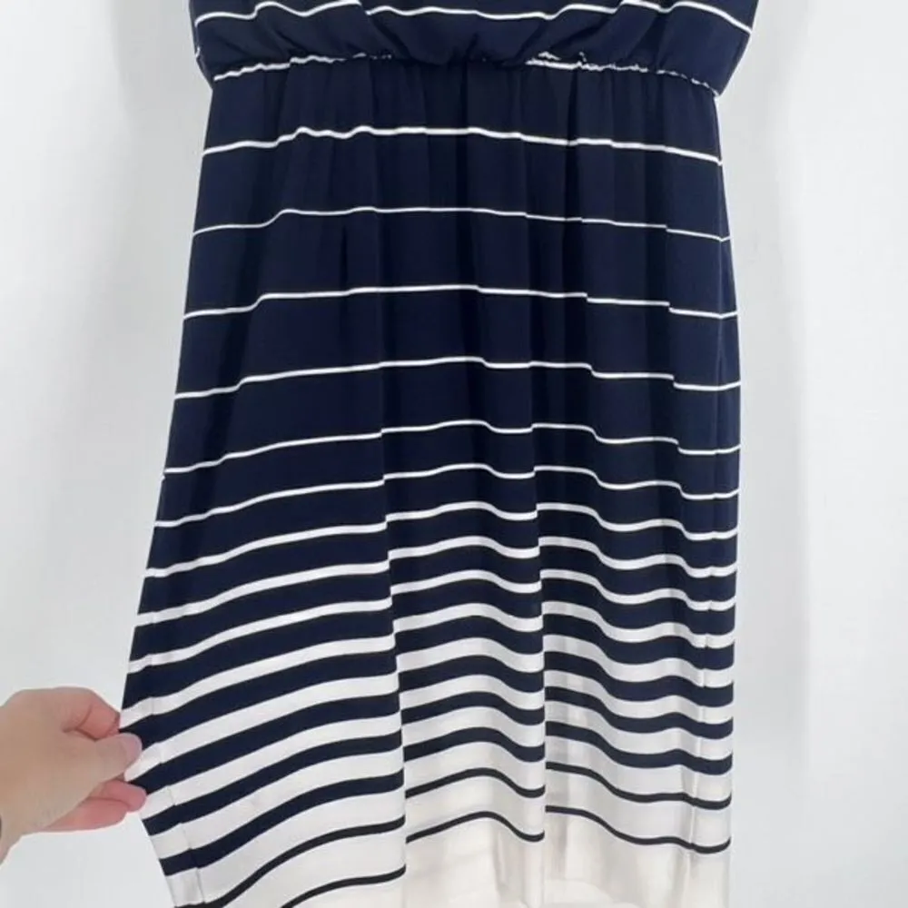 Lauren Ralph Lauren‎ Women's Cap Sleeve Striped A-Line Dress White Blue Size 6 - Image 9