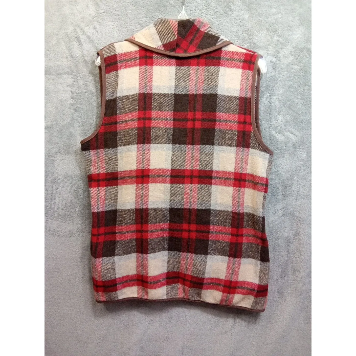 Fleece‎ Open Front Earthy Brown Red Beige Large Pocket Cozy Warmth - Image 8