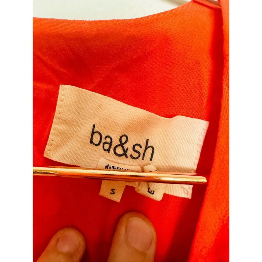 BA&SH Orange Crepe Hourglass Long Sleeves Mini Dress Size Small - Image 6