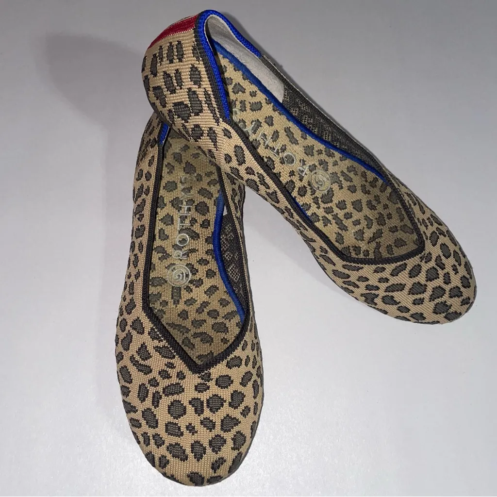 Rothy's The Flat Leopard Round Toe Women Size 7.5 Casual Office Career Boho Chic - Image 2