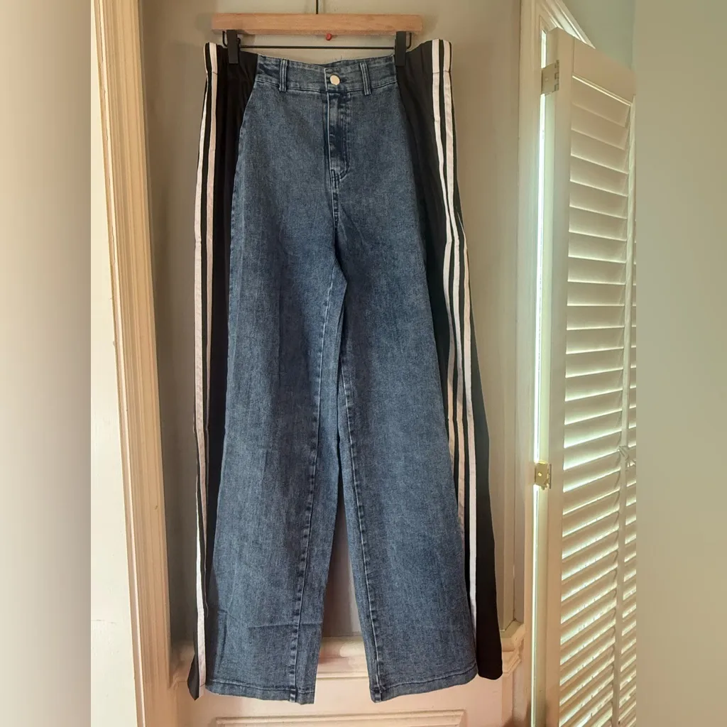 Handmade High Rise Wide Leg Jeans | Reworked Vintage Denim | Waist 33 Inseam 30 Blue - Image 8