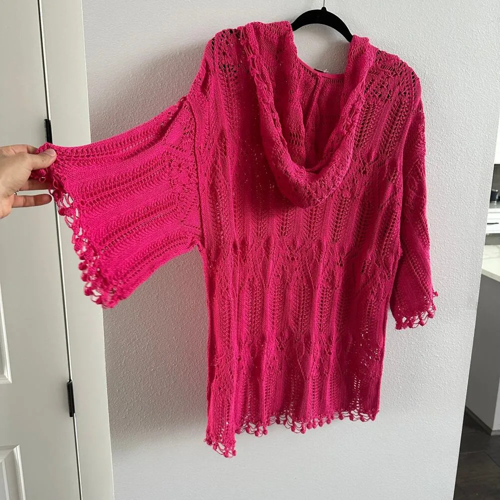 Free People Sand Dollar Crochet Hooded Tunic - Size XSmall - Image 2
