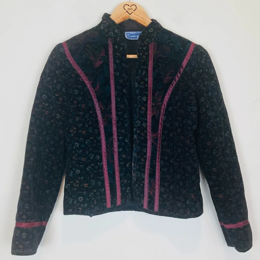 Vintage Cleveland Street mixed fabric quilted high neck jacket. Estimated SZ M Black Size M - Image 3