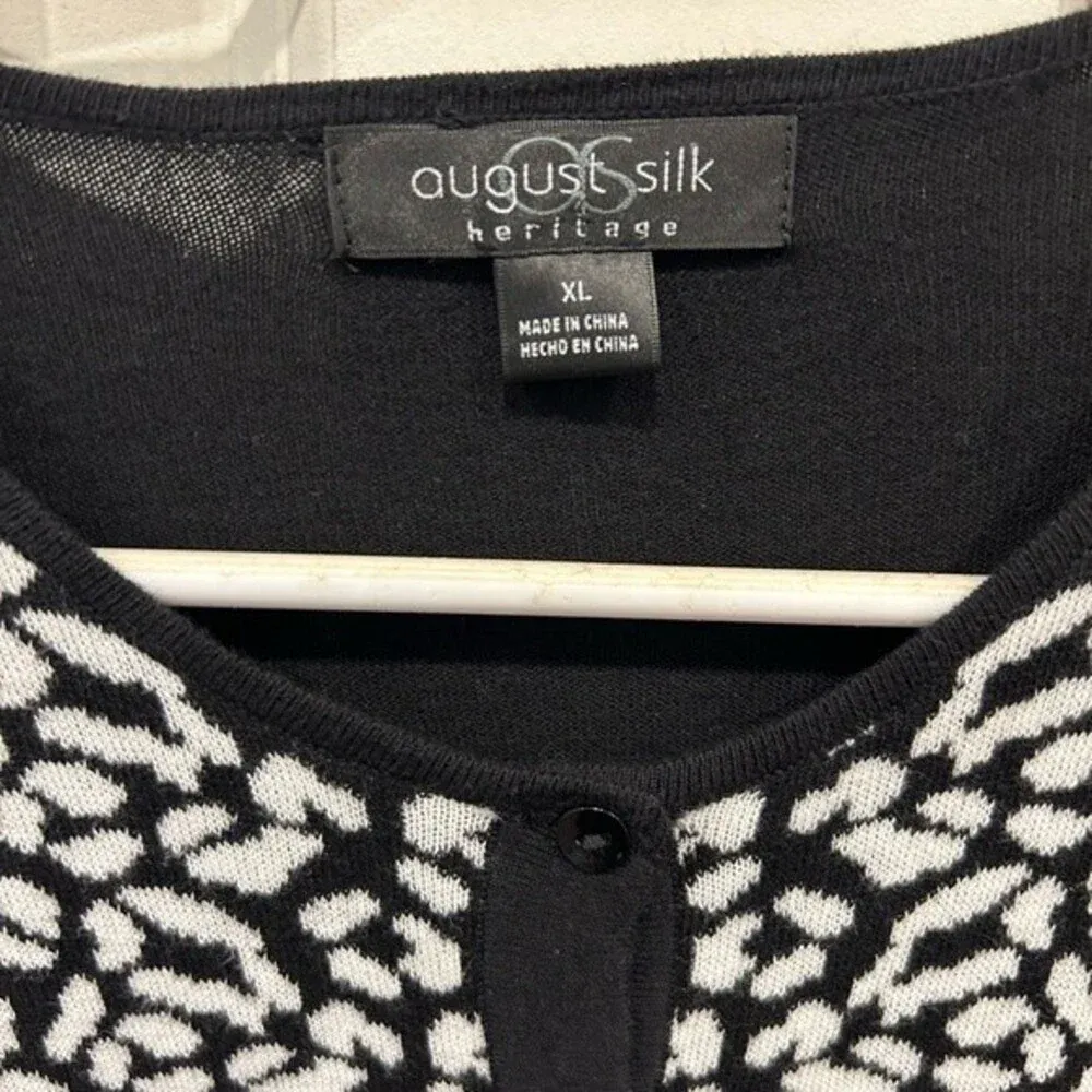 August Silk Heritage Black‎ Leopard Cardigan size XL - Image 2