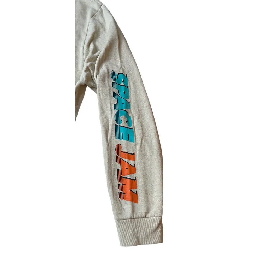 Space Jam A New Legacy Graphic Hoodie Beige Stay Tuned Adult Sweatshirt Sz XXL - Image 5