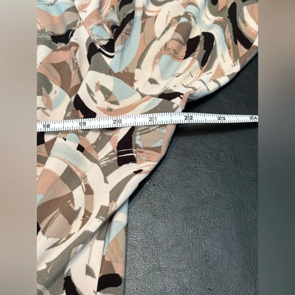 Kasper Dress Womens Large Blue Moc Wrap V-Neck  Seaglass Gold Waist size XL - Image 13