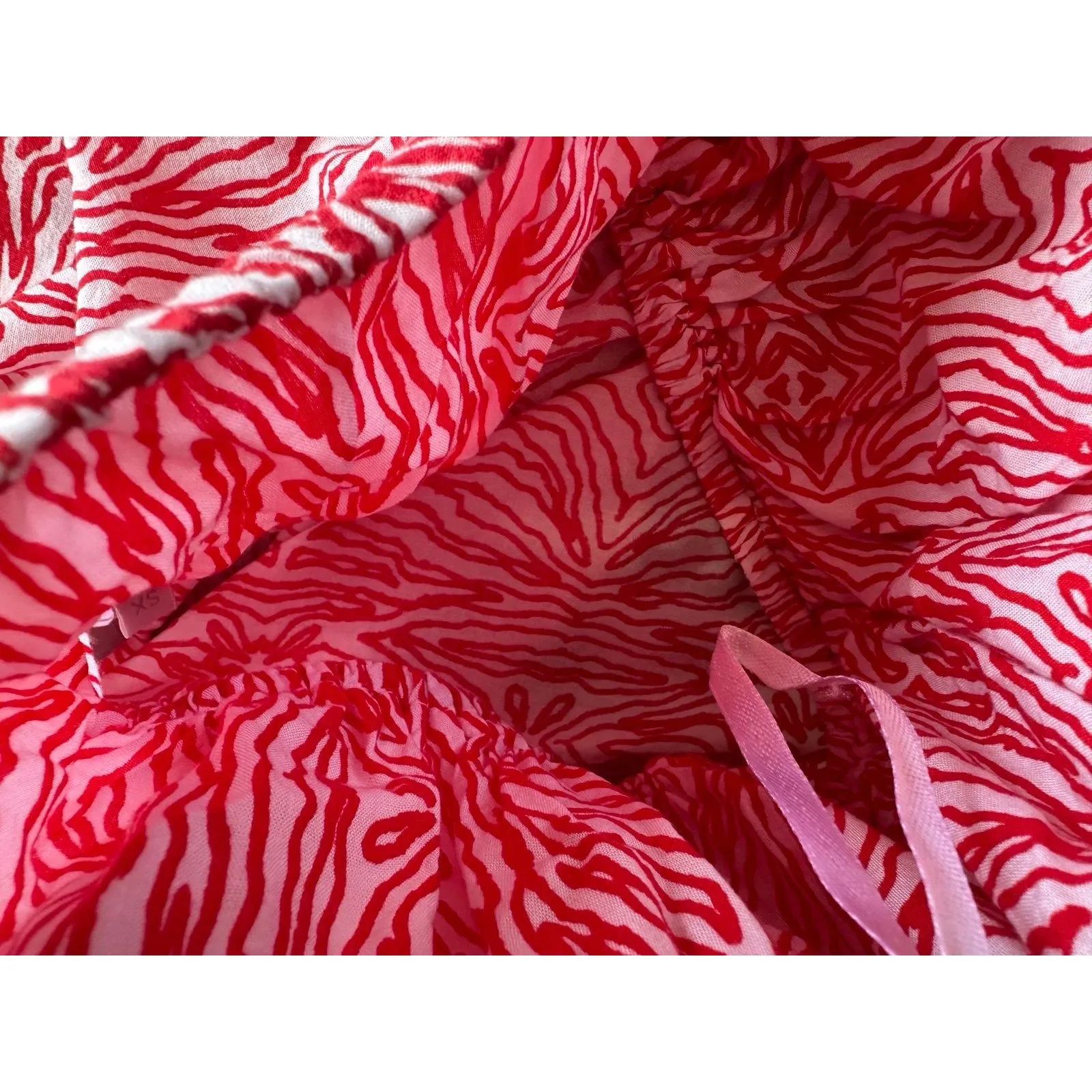 Keliki Hawaii Hawaiian Off Shoulder Built In Elastic Bra Handkerchief Top XS Red - Image 5