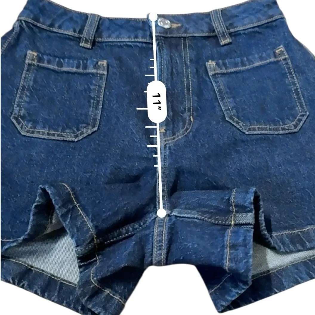 Mango MNG Clea Denim Shorts Women's Size 2 High Rise Blue Casual Summer Vintage - Image 8