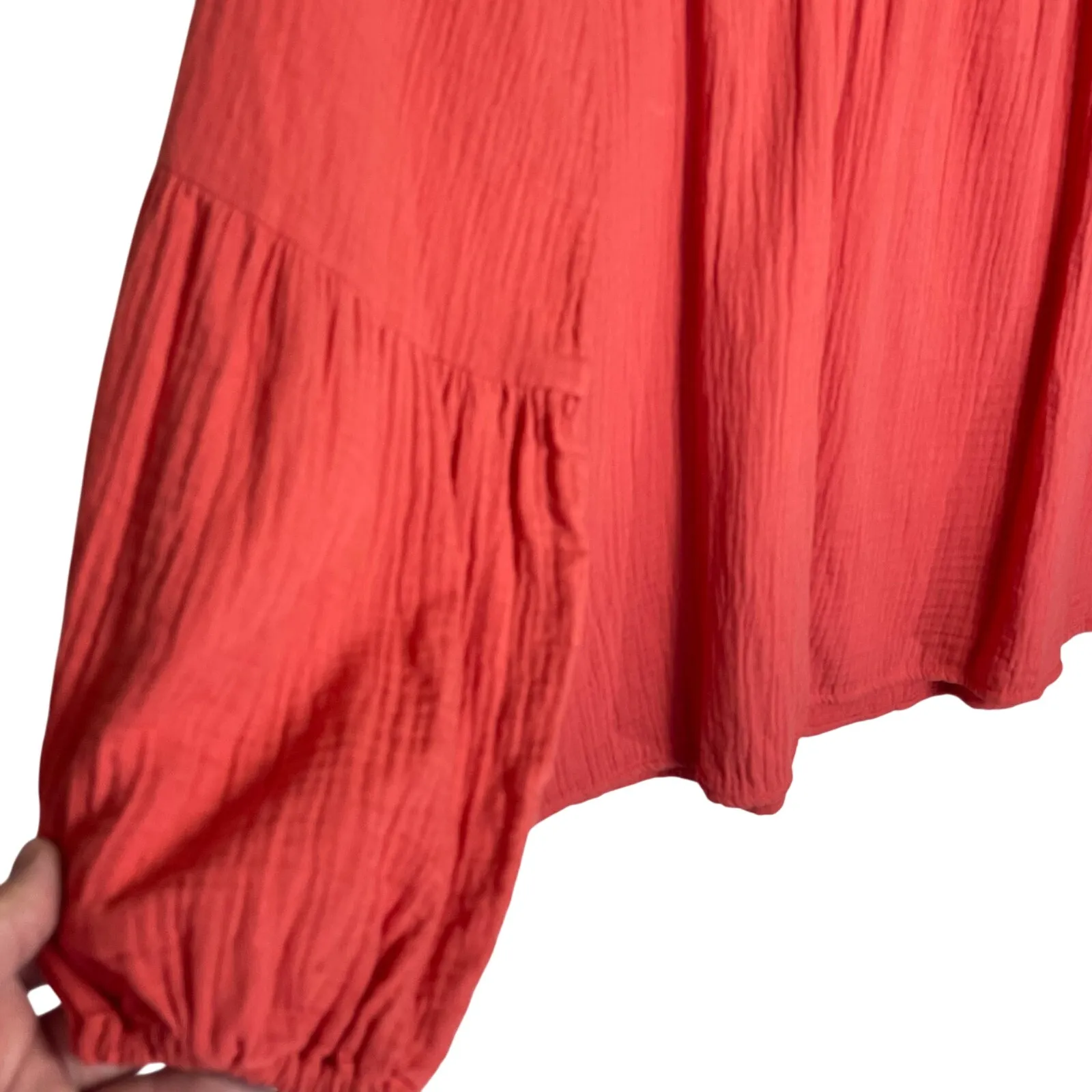 SOFT SURROUNDINGS Women’s Crinkle Coral Gauze Vneck Popover Top XL - Image 2