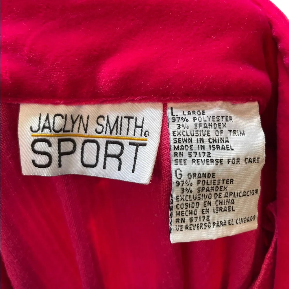 Jaclyn Smith Sport Vintage 90s Pink Velvet Corduroy Tropical Floral Zip Jacket - Image 8