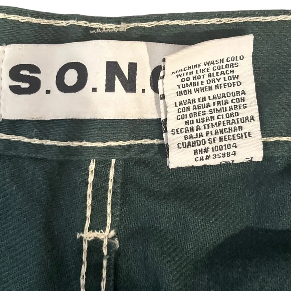 S.O.N.G. Green White Thread Denim Carpenter Jeans Streetwear Grunge Size undefined - Image 6