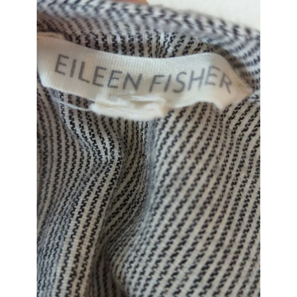 Eileen Fisher Graphite Organic Linen Pinstripe Tunic Dress‎ Women's Est. Large - Image 9