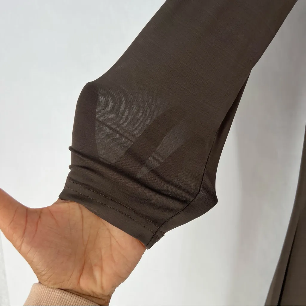 Les Copains Color Block‎ Slinky Stretch Liquid Jersey Knit 3/4 Sleeve Maxi Dress Brown Size M - Image 6