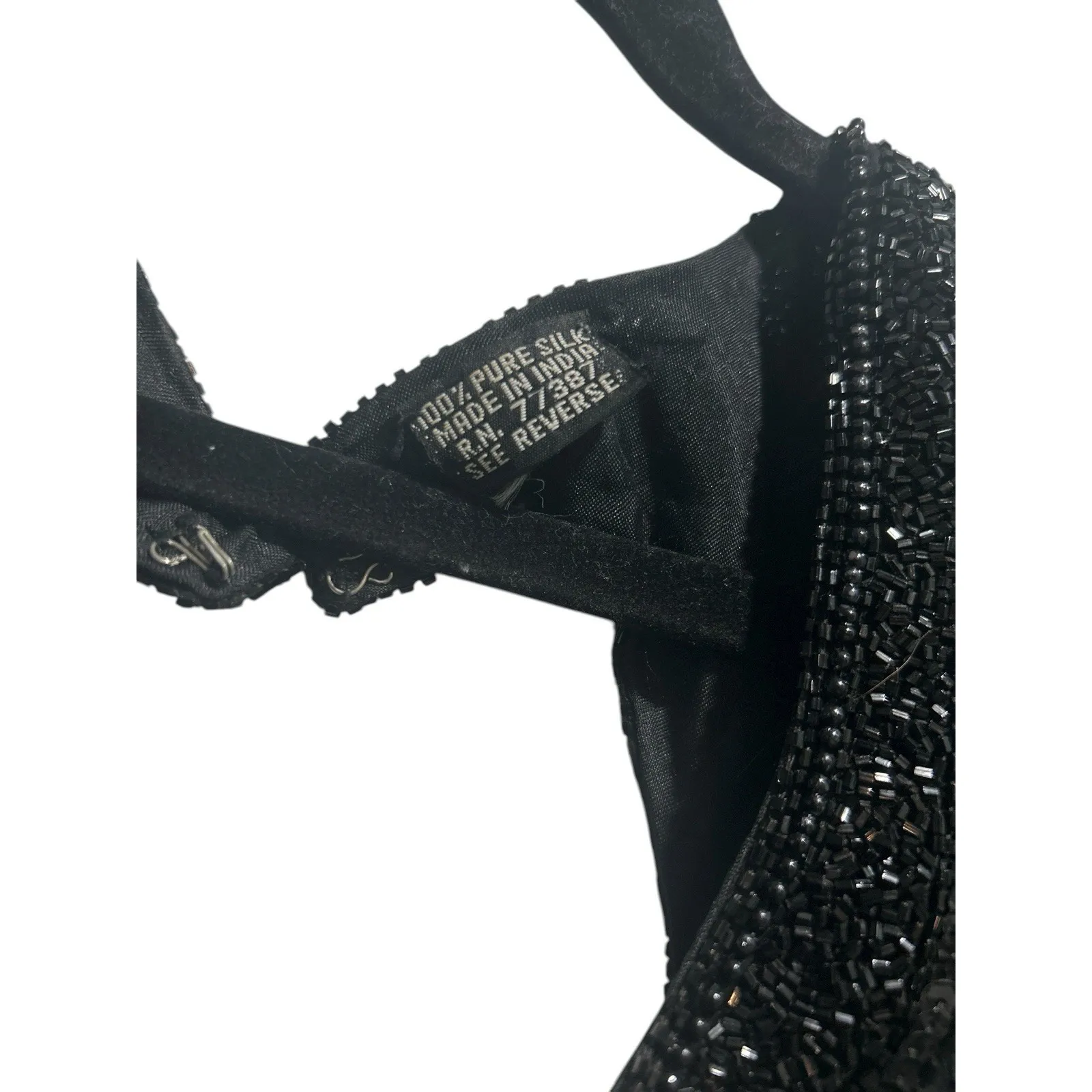 Vintage Right Choice Silk Beaded Gown Black Evening Dress 1980s Made‎ in India Size 6 - Image 4