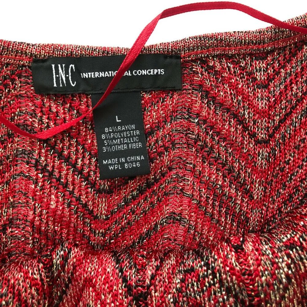 INC International Concepts Red Black Blouse Metall - Image 3
