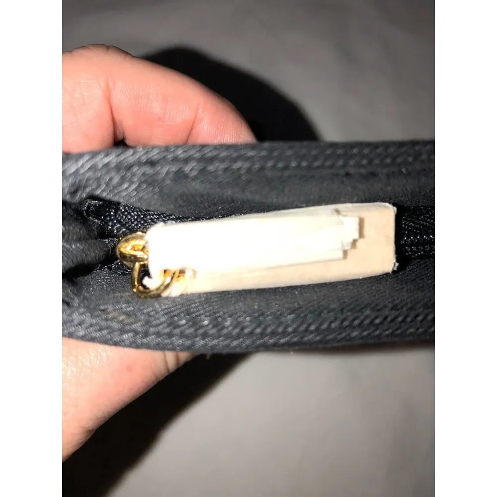 YSL Perfumes Yves Saint Laurent Zippered Bag Case Clutch Fabric Black Gold - Image 4