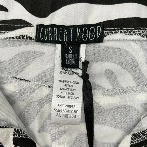 New  Current Mood Zebra Print Chain Mini Skirt Black White - Image 12