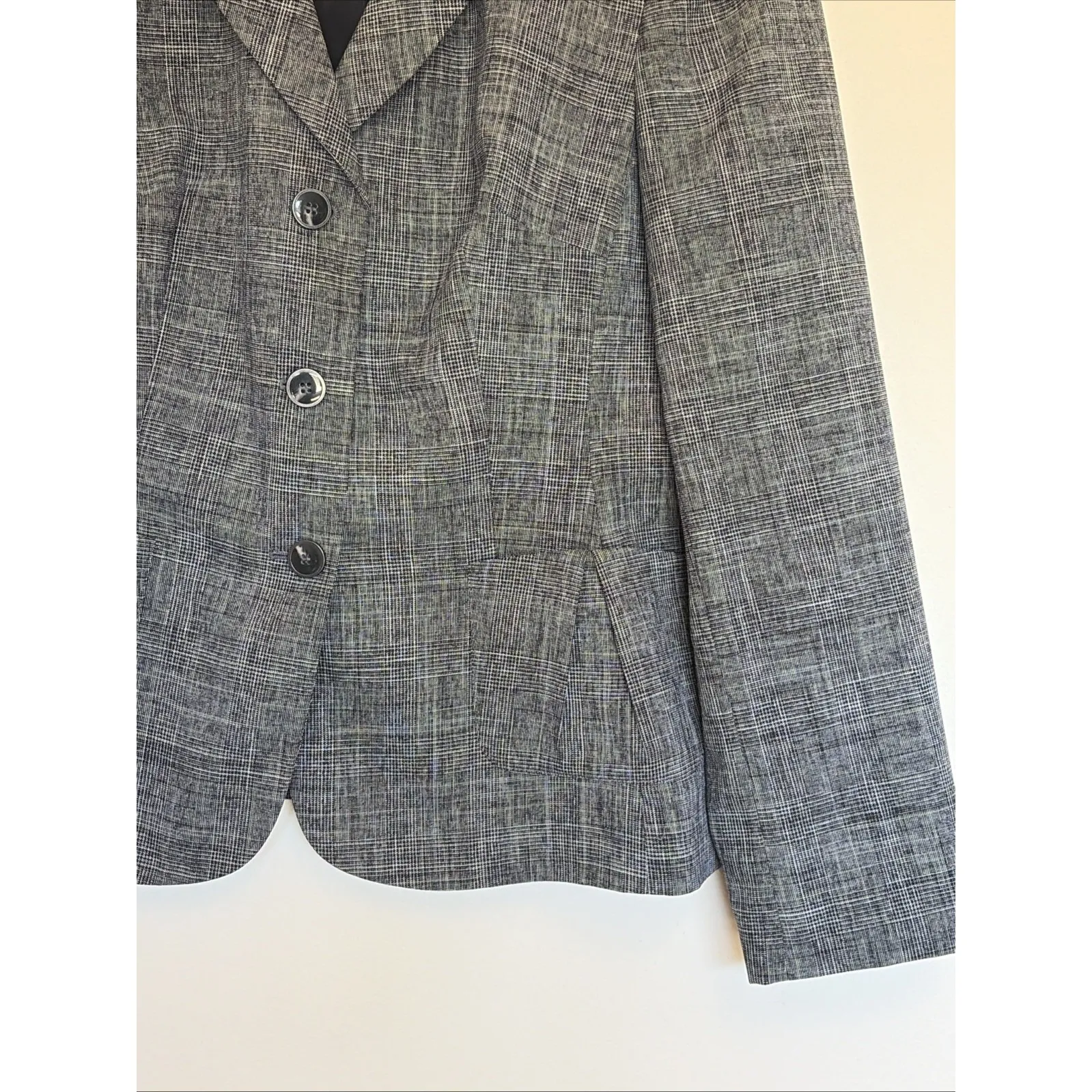 Vintage VTG John Meyer Black Plaid Blazer Jacket Dress Suit Separate Womens 16 - Image 3