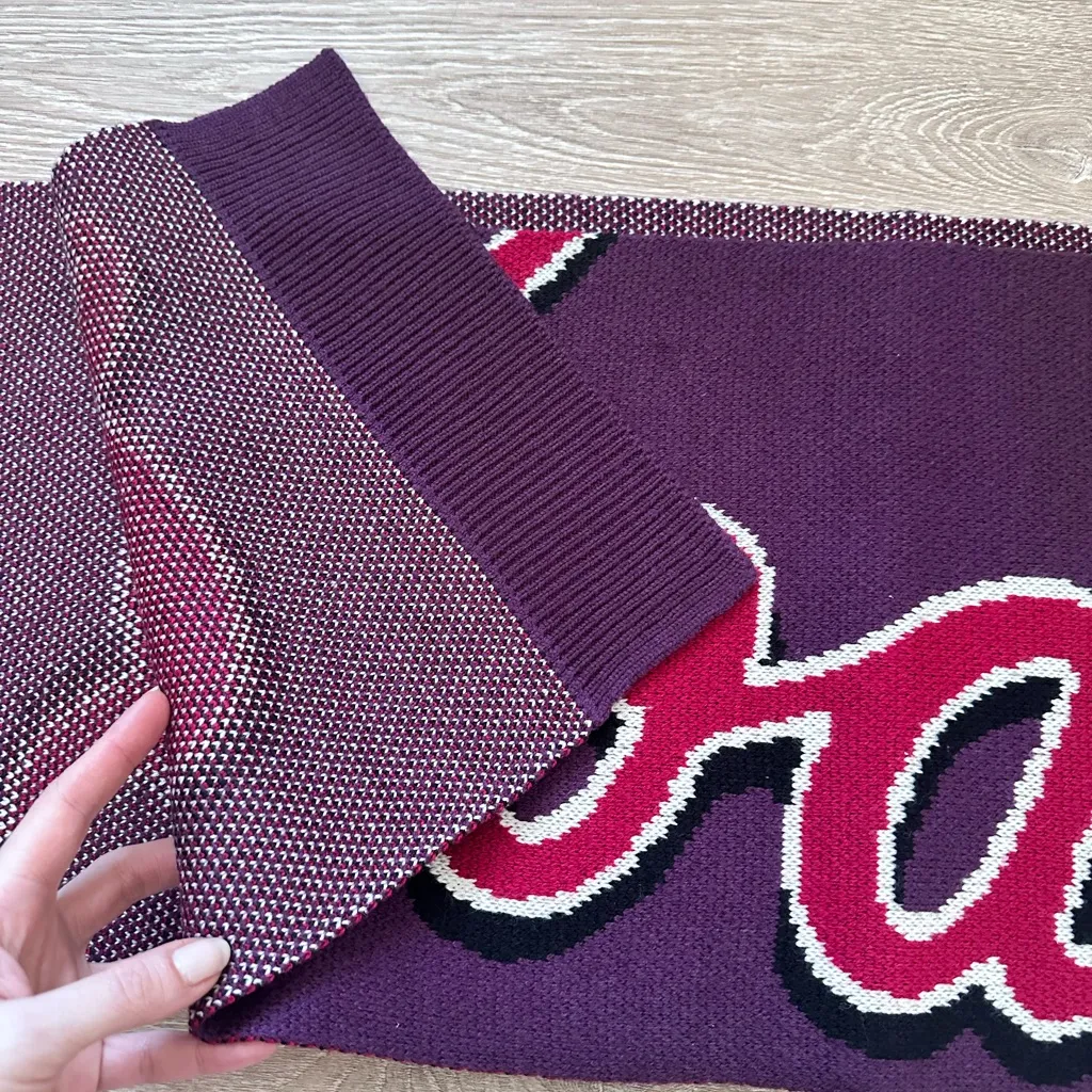 NWT Coach Script Print Wool Blend Knit Logo Muffler Scarf - Image 6