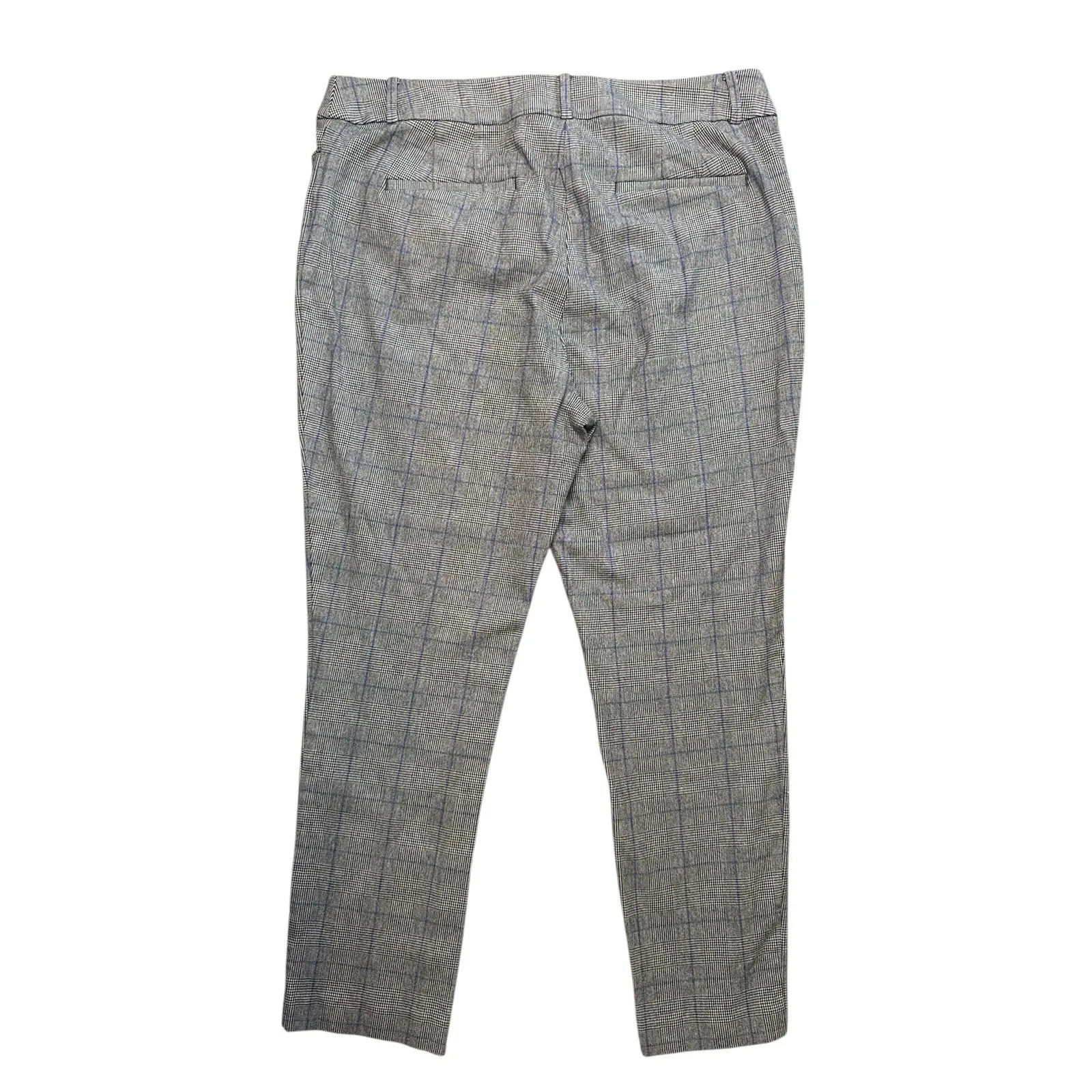 LOFT Curvy Skinny Pants Size 12 High Waist Blue Black White Houndstooth Plaid - Image 5