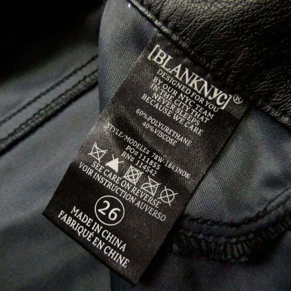NWT Blank NYC Skinny in Eight Ball Black Vegan Faux Leather Pants 26 - Image 5