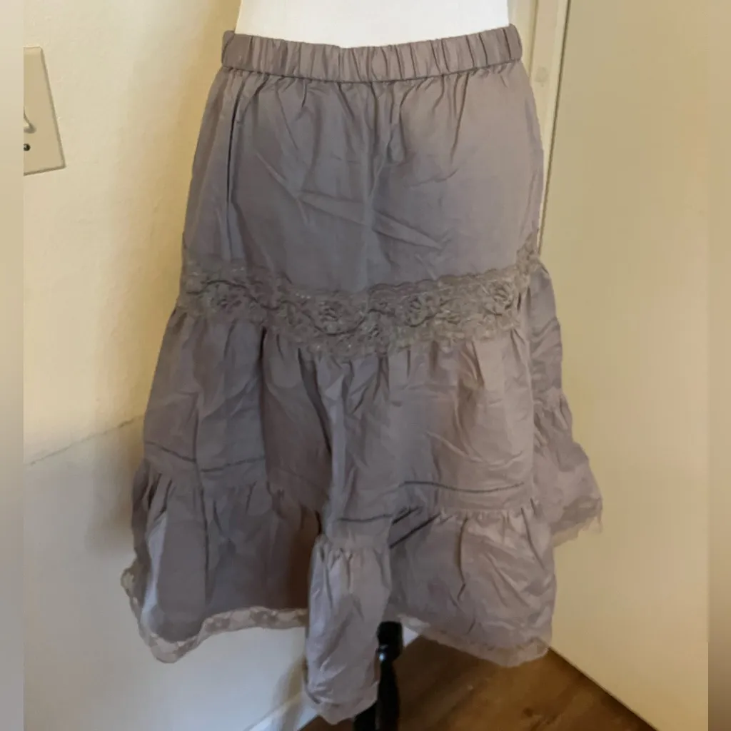 Japanese Voi·e·noi Fairy core Lace Tiered Skirt Tan brown - Image 11