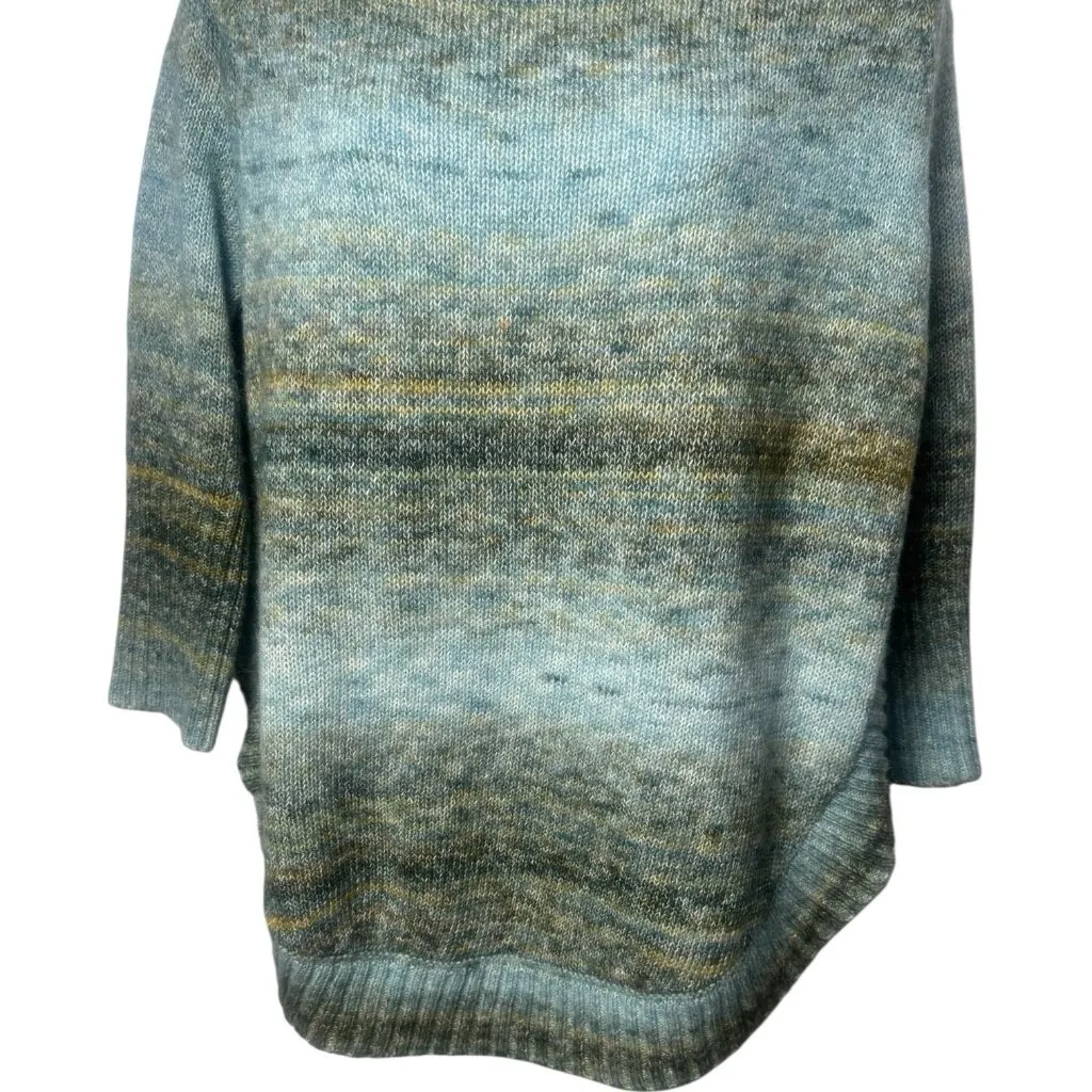 Ponsesa Blue Green Watercolor Knit Turtleneck Wool Blend Cozy Holiday Cabin M Size undefined - Image 4