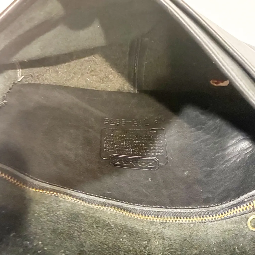 Vintage COACH 9635 Pocket Purse Black Leather Crossbody Strap Penny - Image 3