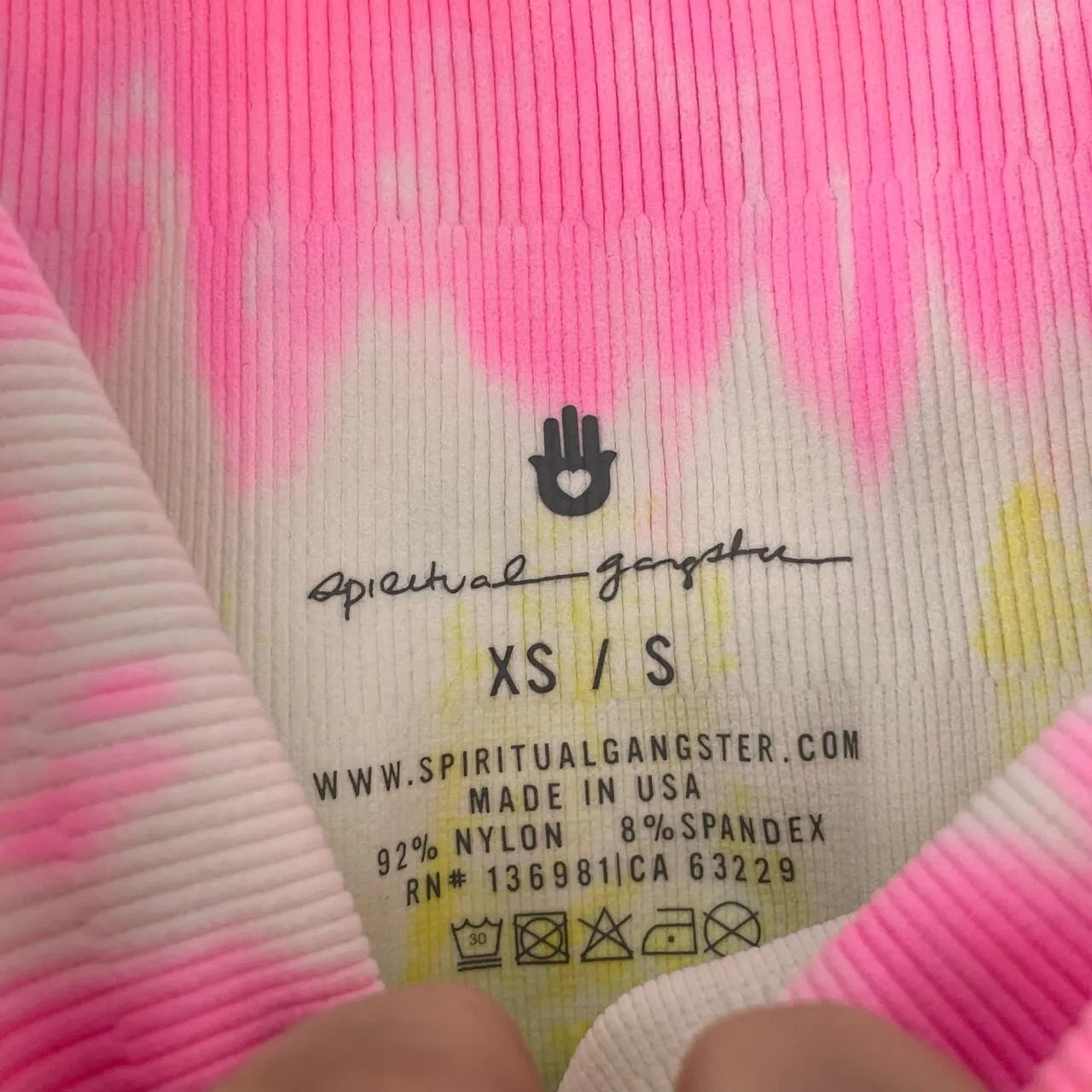 Spiritual Gangster Women's Pink Tie Dye Ribbed Biker Shorts Size XS/S - Image 7