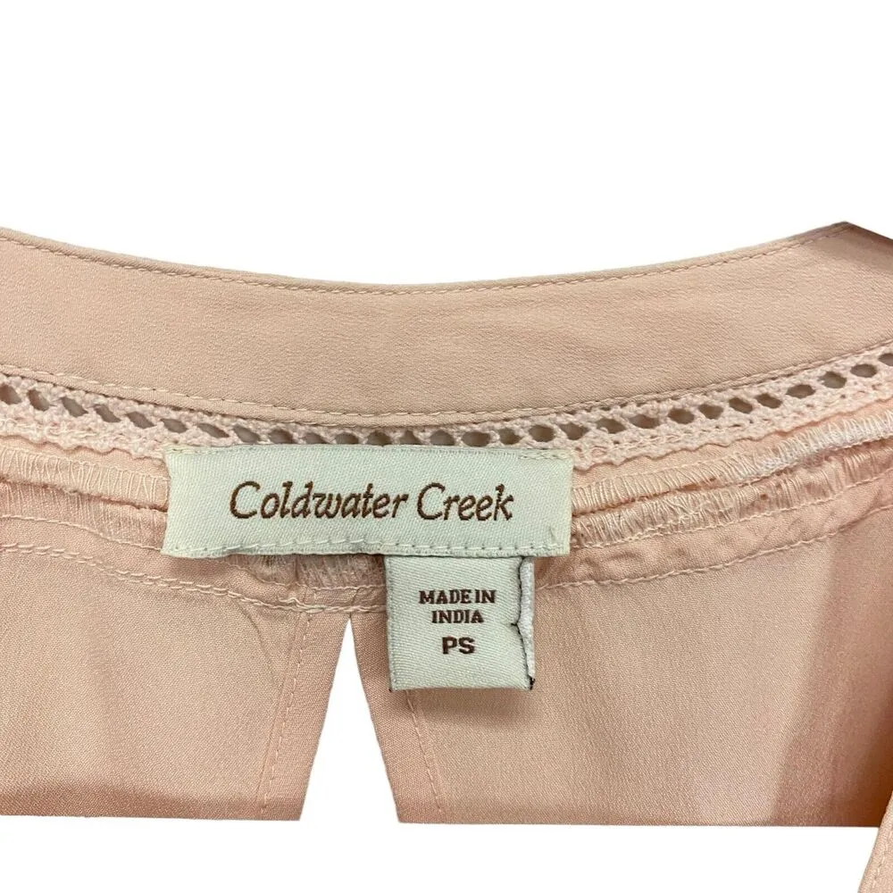 Coldwater Creek Women's Petite short Sleeve Tops Blouse size PS Peach Adult - Image 3