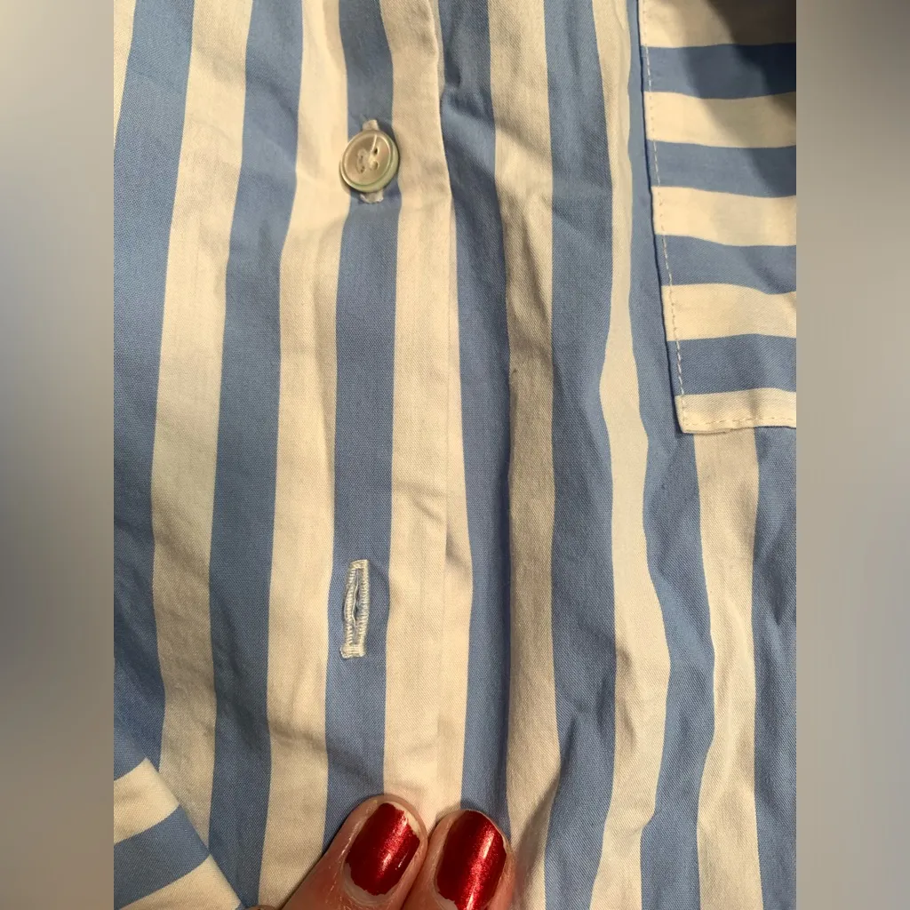 Ayr blue white striped button down shirt XL - Image 3