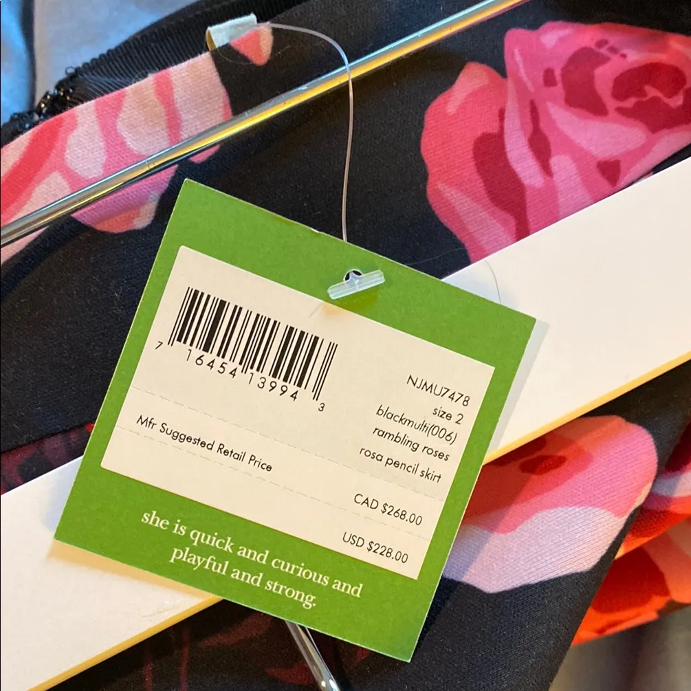 NWT Kate Spade Black and Pink Floral Pencil Skirt - Image 9