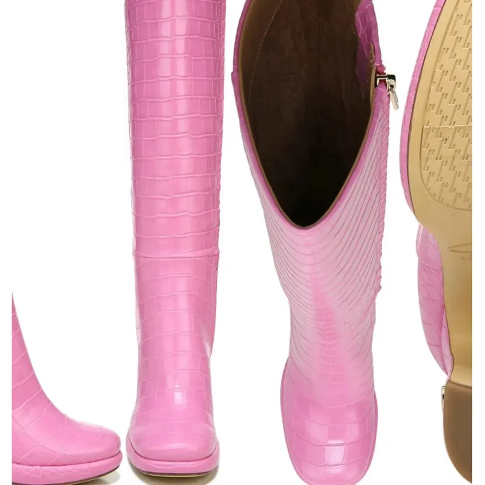 Croc-Embossed Knee-High Boots - Image 13