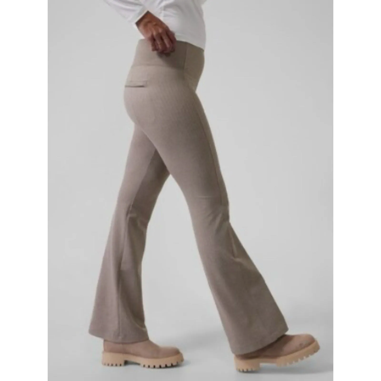 NWT Athleta Delancey Herringbone Bluff Grey High Rise Flare Legging Pants - Image 2