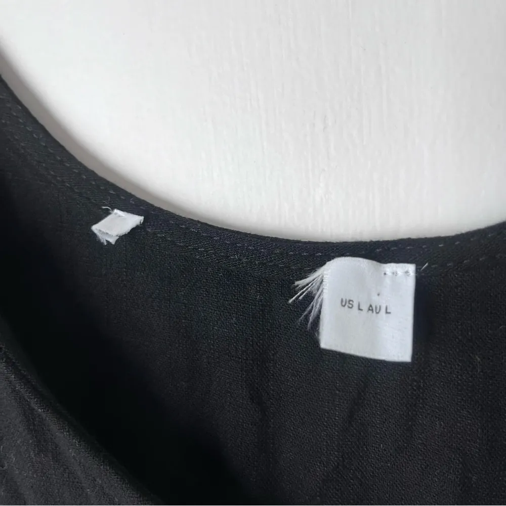 Petal & Pup Marcy Black Linen Tie Shoulder Tiered Midi Dress L - Image 8