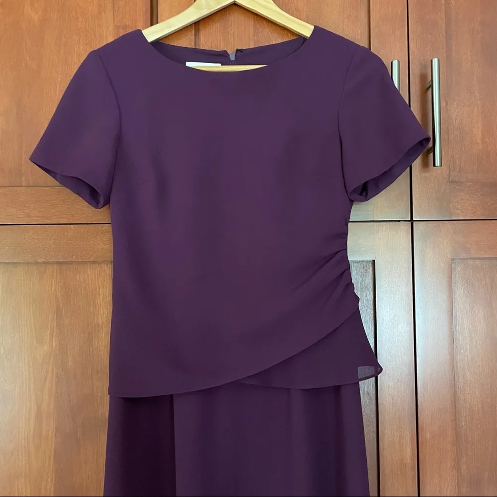 Talbots Purple Short Sleeved Crepe Dress Size 2 Petite - Image 2