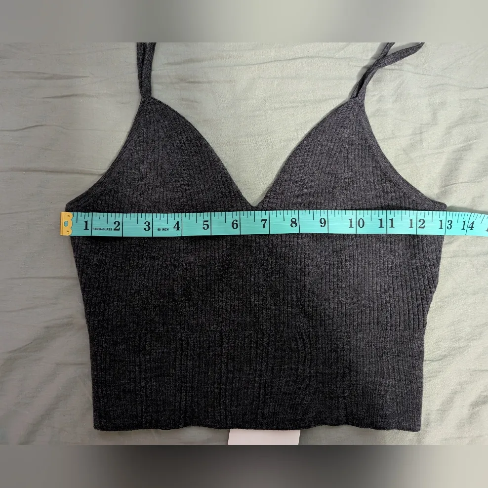 NWT COS Wool Blend Ribbed Bralette Women's  Medium Charcoal - Image 4