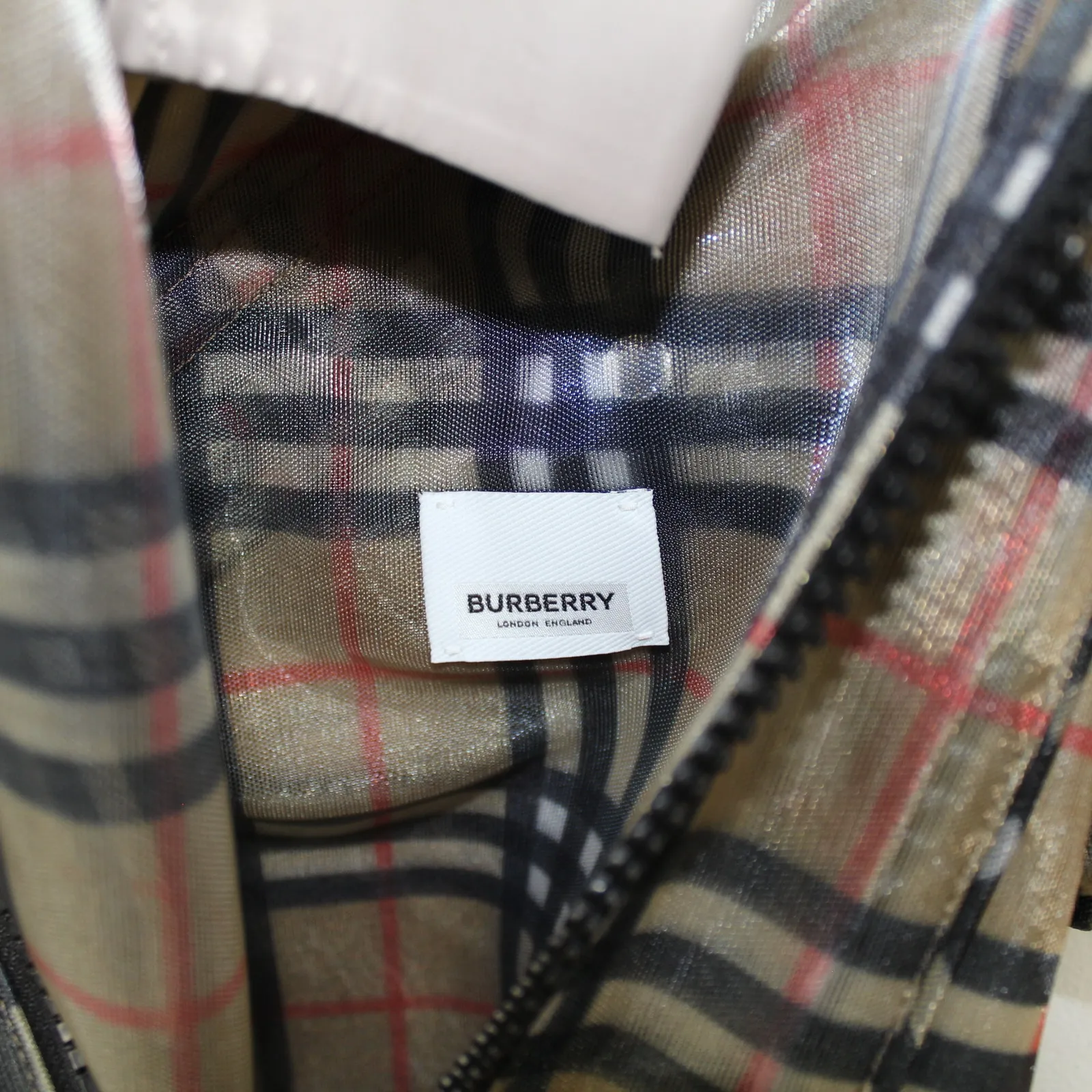 Burberry Nova Check Mesh Plaid Transparent Long Jacket - Image 16