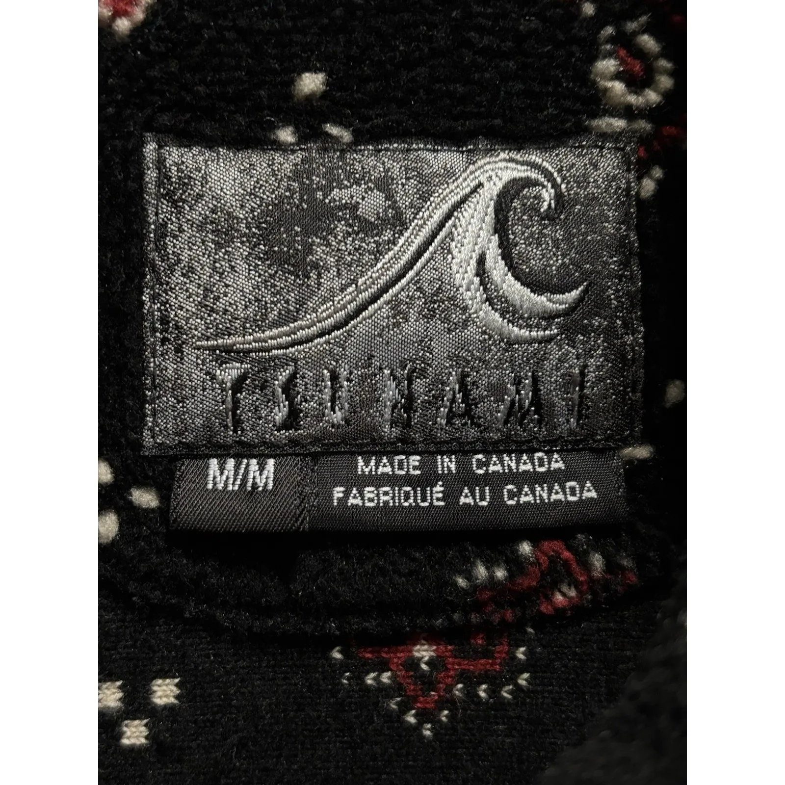 Tsunami Paisley Fleece 1/4 Zip Pullover Size M Long Sleeve Collar Black/Red Soft Black Size M - Image 2