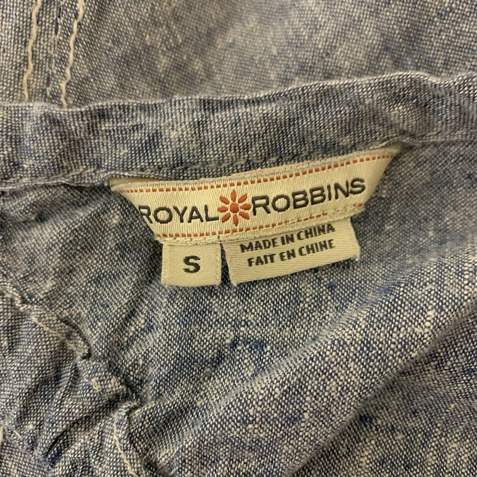 Royal Robbins Blue Chambray Hemp Organic Cotton V Neck Dress Small - Image 4