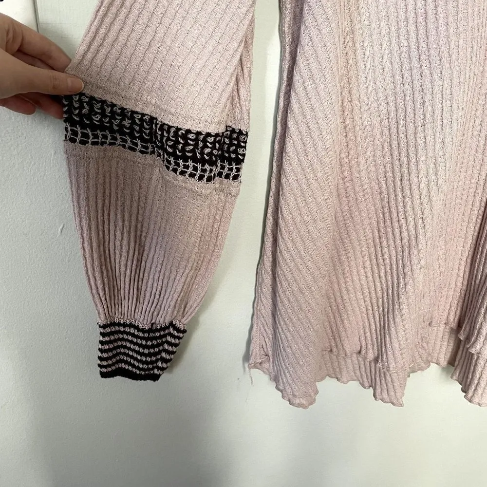 Free People cotton pink black white knit sweater top comfortable casual dress - Image 3