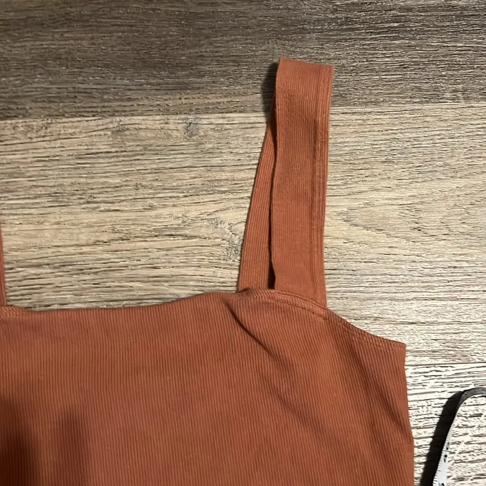 Abercrombie & Fitch Soft Rust Knit Ribbed Square Neck Crop Tank Top Large - Image 10