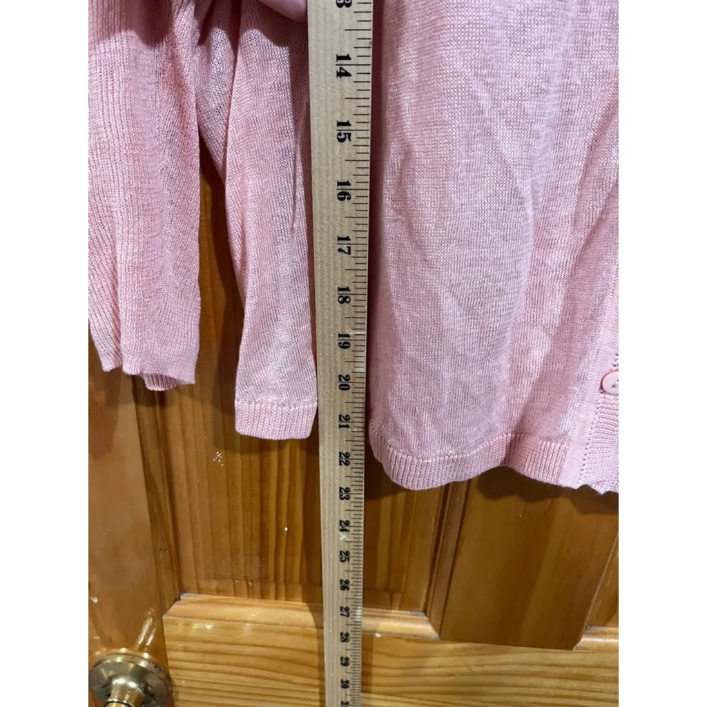 Sundance 100% Linen Lagenlook Pink Button Lightweight Sweater Cardigan - Image 4