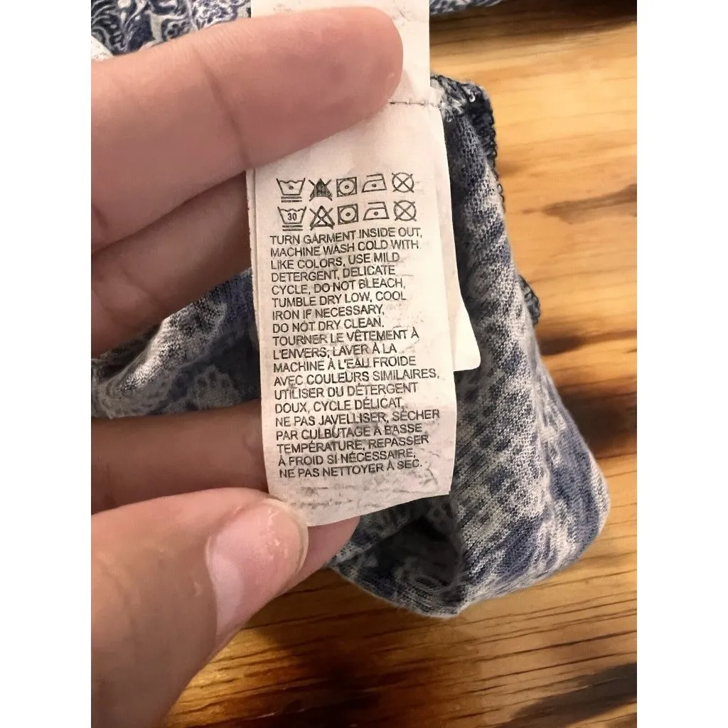 Lucky Brand Womens Top Size XS Blue Beaded Floral‎ Peasant Tassel Ties V-Neck - Image 10