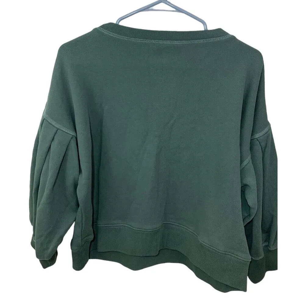 Something Navy Greta Henley Olive Sweatshirt Women's Size XS Bell Sleeves Green - Image 5