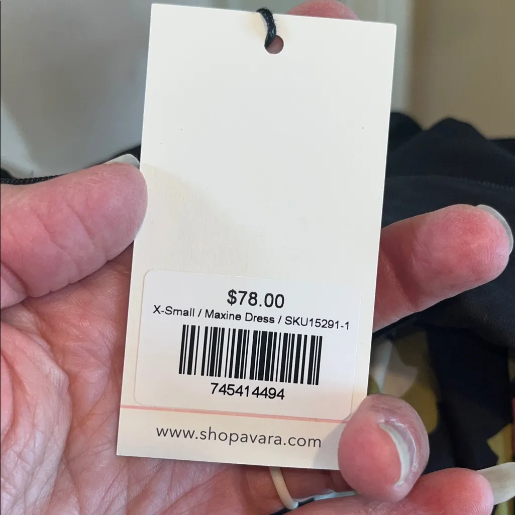 Avara Maxine Dress Maxi Black Floral New Belted Size XS - Image 9